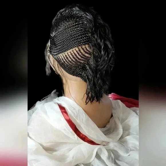 Luxurious Handmade Full Lace  braided Wig: Elegance in  Mohawk,  black  gorgeou - Picture 13 of 17